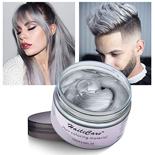 Temporary Hair Color Dye One Day Hair Color Temporary Hair Color Hair Wax Color for Men Kids Hair Dye for Halloween Party Cosplay (Sliver)