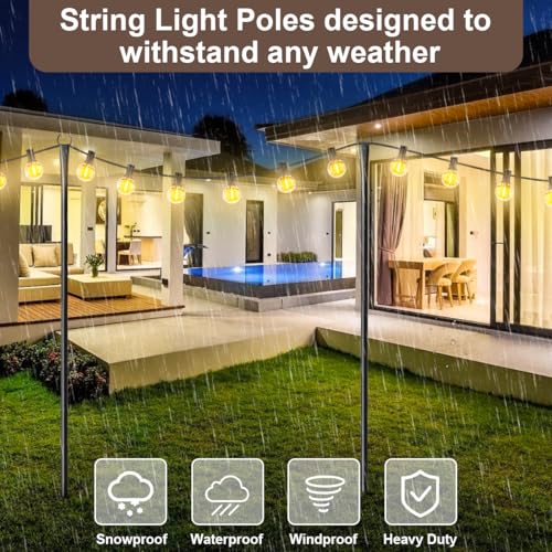Metal String Light Poles for Outdoor Use