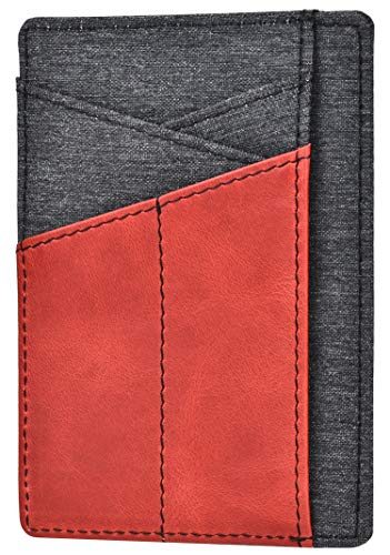 Slim Wallet Front Pocket Minimalist Genuine Leather RFID Blocking Card Holder (AS250 - Red)