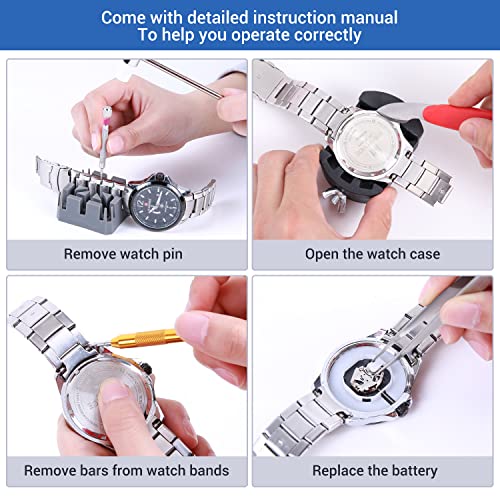 Watch Repair Kit, Ohuhu 192 Pcs Watch Battery Replacement Tool Kit, Watch Link Removal Tool, Watch Back Remover Tool, Watch Tool Kit, Professional Watch Repair Tools With Carrying Bag, User Manual #TOP3