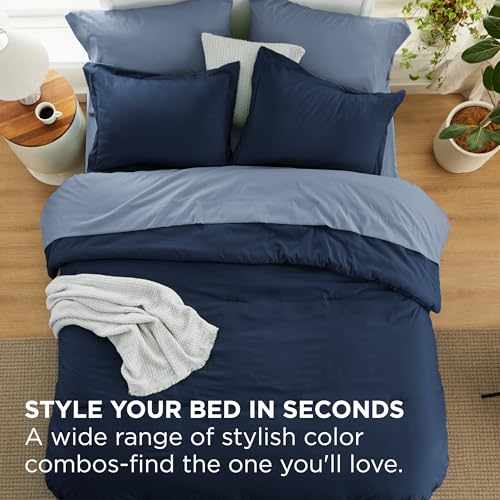 Bedsure Twin Comforter Set - 5 Pieces Navy Twin Bedding Set for All Seasons, Boho Contrasting Design Bed in a Bag with Comforter, Sheets, Pillowcase & Sham by Bedsure - Image 5