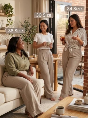 Image of Leriya Fashion Women Relaxed Fit Wide Leg Trousers | Malai Cottage Clip Closure Wide Leg Pants for Women | Casual Straight Lounge Pants with Pockets | Stylish Everyday Office Outfit Bottom Pant