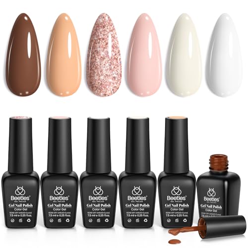 Beetles Fall Gel Nail Polish Set, 6 Colors Nude Brown