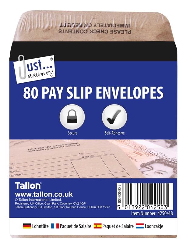 [𝐏𝐚𝐜𝐤 𝐨𝐟 40𝟎] Manilla 100 x 110 Peel & Seal Printed Wage Envelopes Adhesive Paper Pockets - Secure Design Brown Envelopes | Self Seal Wages Office Stationery Supplies