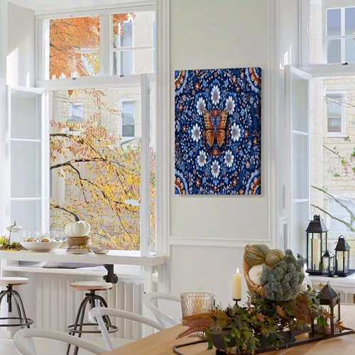 Posters de mariposa datura para dar vida a paredes vacías con arte floral azul marino