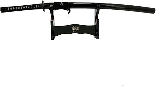 Miniatura 5 de Pie de mesa de madera negra laqueada Handmade Sword, para espadas katana o wakizashi, de lujo, cuadro titular de la visualización
