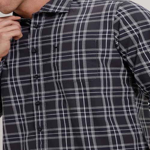Image of BASICS 100% Cotton Checked Shirt for Men | Slim Fit | Everyday Smart Casual Wear | Full Sleeve