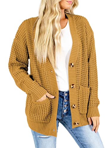 Astylish Women's Cardigan Sweater Button Down Long Sleeve Oversized Knit Cardigans With Pocket Khaki Small #TOP10