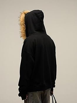 ITHAFE Y2k Zip Up Hoodie Fur Hooded Jacket Warm Winter Coat