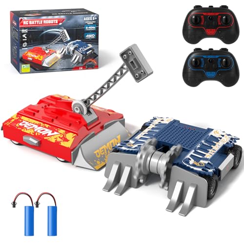 Sunrad Ferngesteuerte Roboter Kampf 2 Stück RC Kampfroboter Spielzeug Ferngesteuerte Kampfroboter 4WD 2 4 GHz Ferngesteuertes Roboterset Geburtstagsgeschenke für Jungen und Mädchen ab 5 Jahren