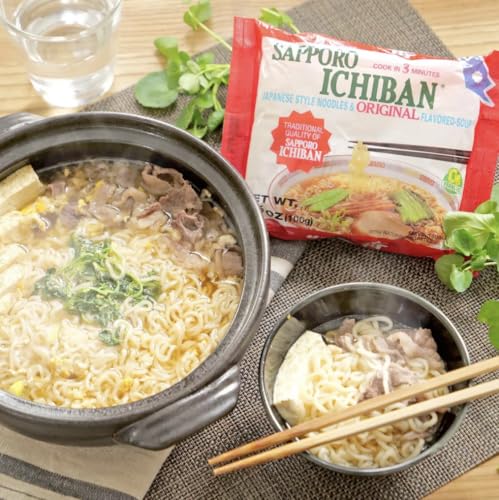 Image of Sapporo Japanese Ramen Variety Pack, 6 Traditional Authentic Flavors - Original, Beef, Chicken, Tonkotsu, Yakisoba, Miso - 4 Pack Per Flavor, Instant Ramen Noodle Sampler (24 Pack)