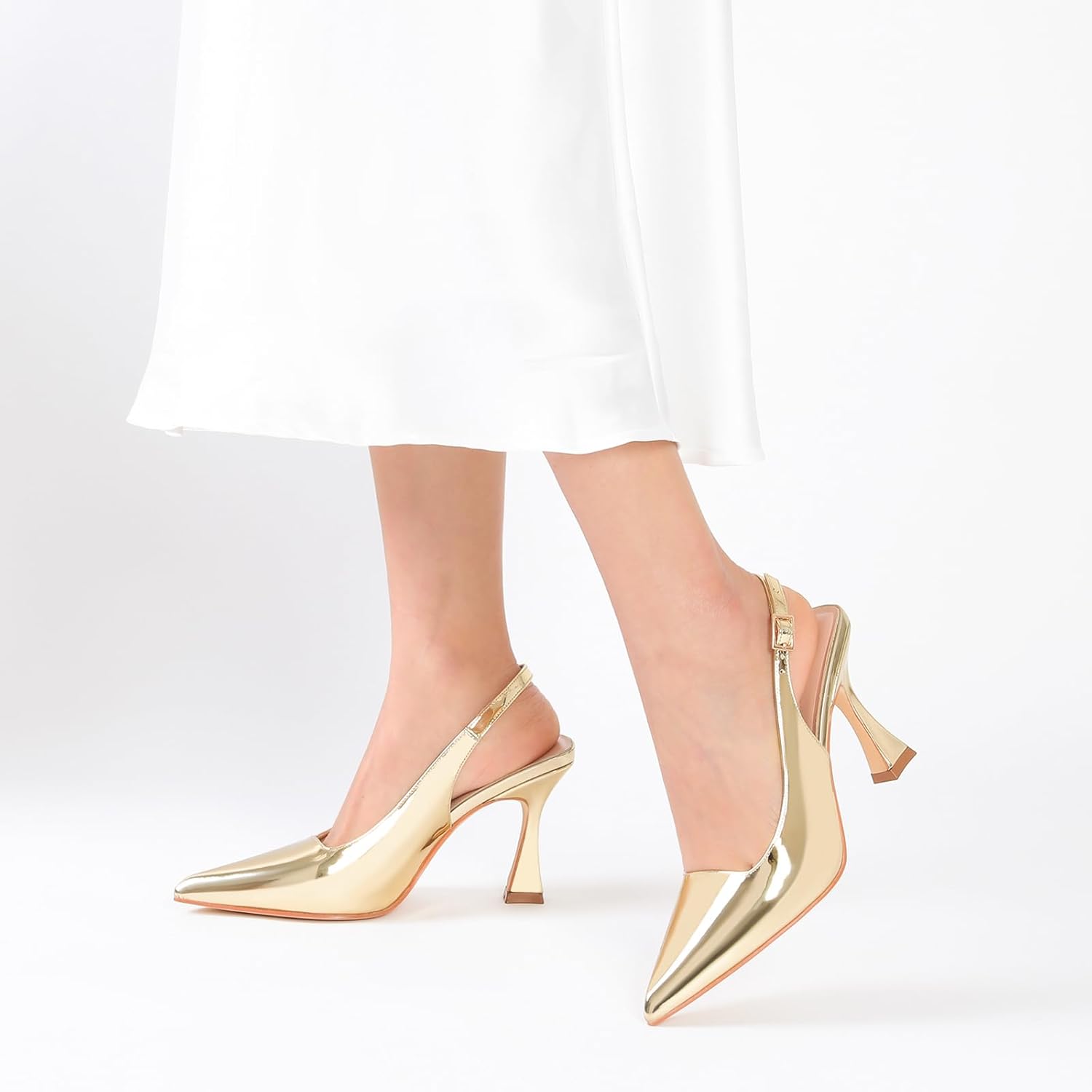 Susanny Slingback Kitten Heels Elegant Dressy Pumps for Women Closed Pointy Toe Sexy Chunky High Heels Wedding Bride Prom Party Dress Shoes - Image 7