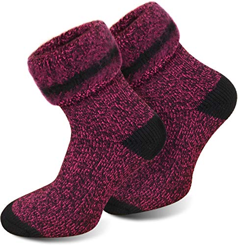 Polar Huskyu00ae 3 Paar Sehr warme Socken mit Vollplüsch und Schafwolle/Nie wieder kalte Füße! Farbe Extrem Hot u0096 Pink meliert Größe 43-46