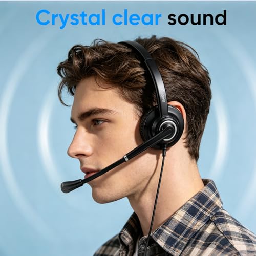 Auriculares para Cisco Landline con cable RJ9 y control de volumen para telefonía fija de oficina 6