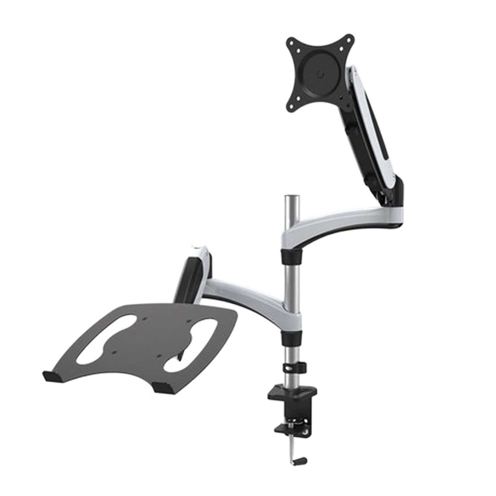 TKJfdTY Gm124U-D Desktop Dual Arm 10"-27" Monitor Holder+ Laptop Holder Stand Table Full Motion Dual Monitor Mount Arm Stand