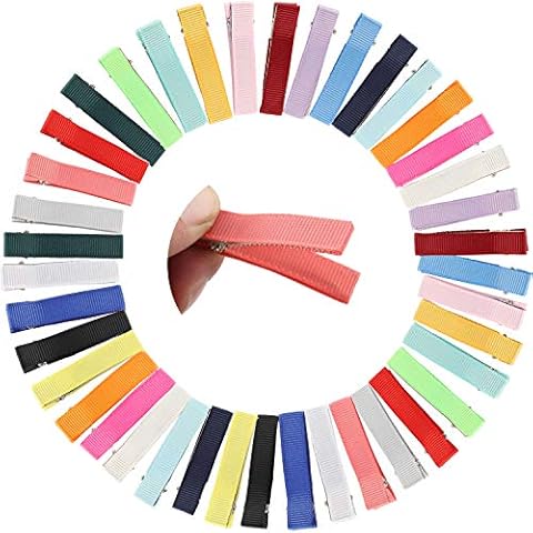 40 Pack Grosgrain Ribbon Hair Clips Cover