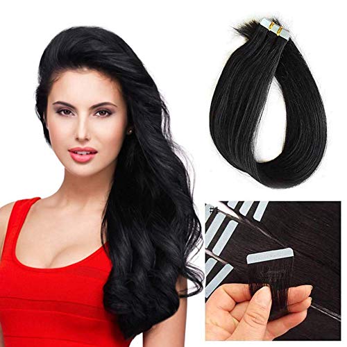 SHOWJARLLY Tape In Hair Extensions (#1, 24Inch-50g)