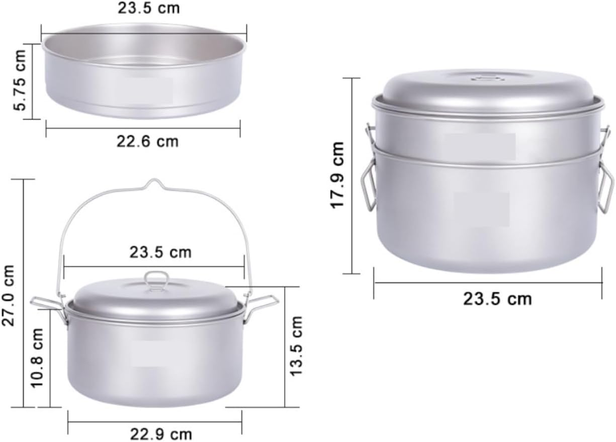 Camping Kitchen Utensil Outdoor Steamer Portable Soup Pot Camping Picnic Pot Camping Pan Hot Pot Large Capacity Pot Set for Outdoor Cooking
