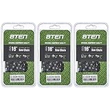 8TEN Full Chisel Skip Tooth Chainsaw Chain 16 Inch .050 3/8 55DL for Stihl MS 170 181 201 for Poulan PLN3516F (3 Pack)