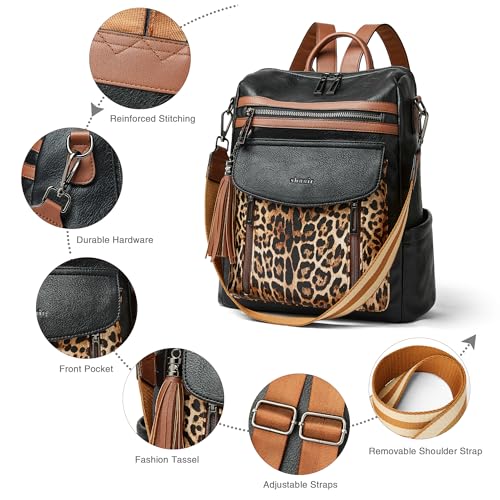 Image of Shrrie Backpack Purse for Women Fashion Leather Backpack Purse Designer Travel Backpack Convertible Shoulder Bag with Wristlet