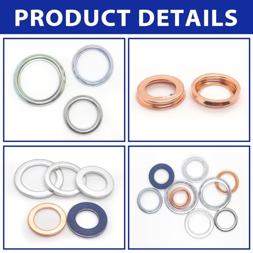 Image of 142 PCS Oil Drain Plug Gasket Assortment, Automotive Oil Crush Washers Seals Kit, M11 M12 M14 M16 M18 M20