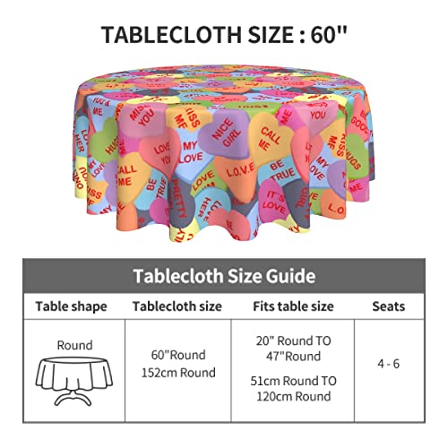 Cafl Colorful Candy Table Cloth,Hearts Love Round Tablecloth 60 Inch Decorative Fabric Table Cover For Dining Table, Buffet Parties #TOP5