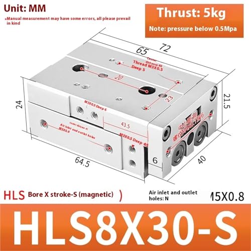 Table coulissante pneumatique HLS6-50 axe de guidage rigide course 50mm