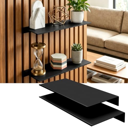 Image of Art3d Floating Shelves for Wood Slat Panels, 11.8 x 4.7 in, 2-Pack, Black