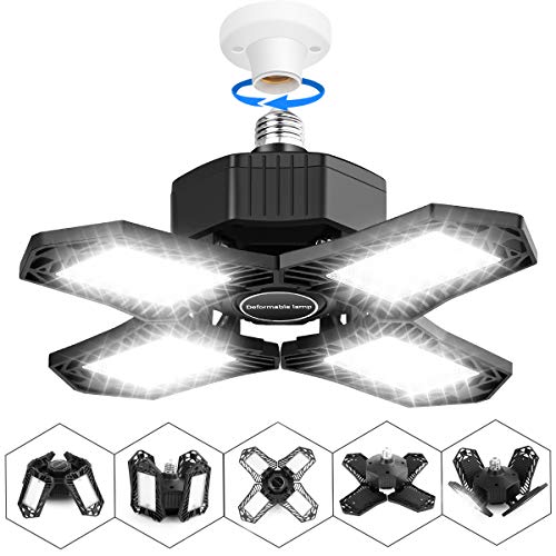 LED Garage Lights 150W, VSATEN 15000LM Deformable Garage Lights Ceiling LED 6500K Four-Leaf Garage Lighting, E26/E27 Base LED Shop Light for Garage Workshop Warehouse Barn, Ultra bright Workshop Light