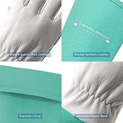 Handlandy Long Gardening Gloves For Men & Women, Thorn Proof Rose Pruning Gloves Leather Gauntlets Garden Gloves Yard Work Gloves (Xs, Green) #TOP3
