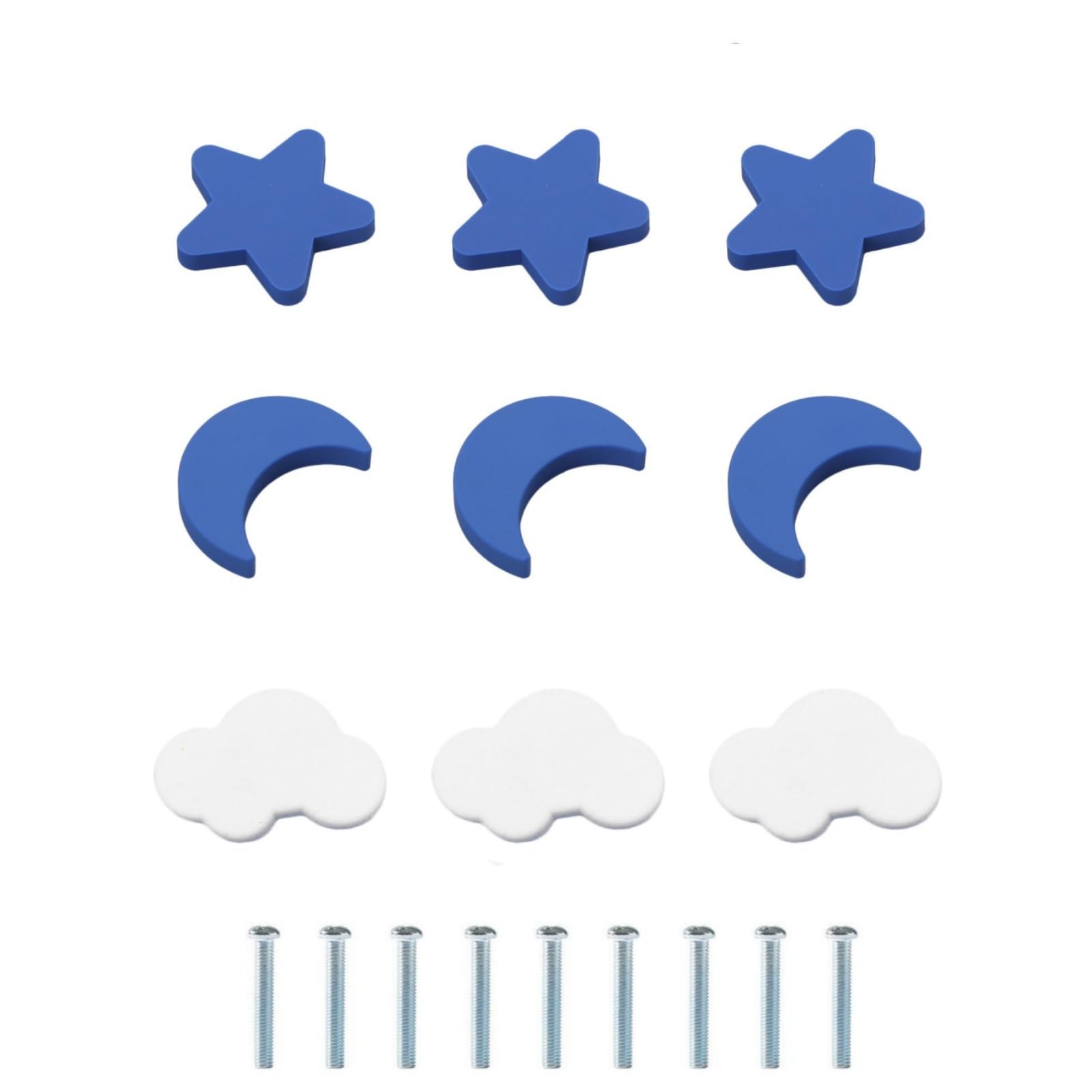 bouton de meuble, 9 pièces caoutchouc souple anti-collision bouton de meuble enfant, étoiles, lune et nuages ​​bouton de porte, pour assurer la sécurité de bébé bouton de tiroir (bleu)