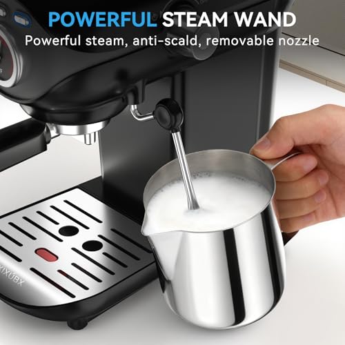 Image of XIXUBX Espresso Machine 20 Bar, Compact Coffee Maker with Milk Frother Steam Wand Professional Espresso Coffee Machine with Removable Water Tank, Latte Cappuccino Machine for Home Office Use