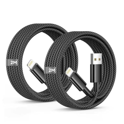 Cable Cargador iPhone 2M 2Pack, [Apple Certificado MFi] Cable iPhone Carga Rápida Nylon Trenzad USB cable Lightning Carga Rapida para Apple iphone 14 13 12 11 Pro Max Mini XR XS 8 7 6 Plus SE,iPad