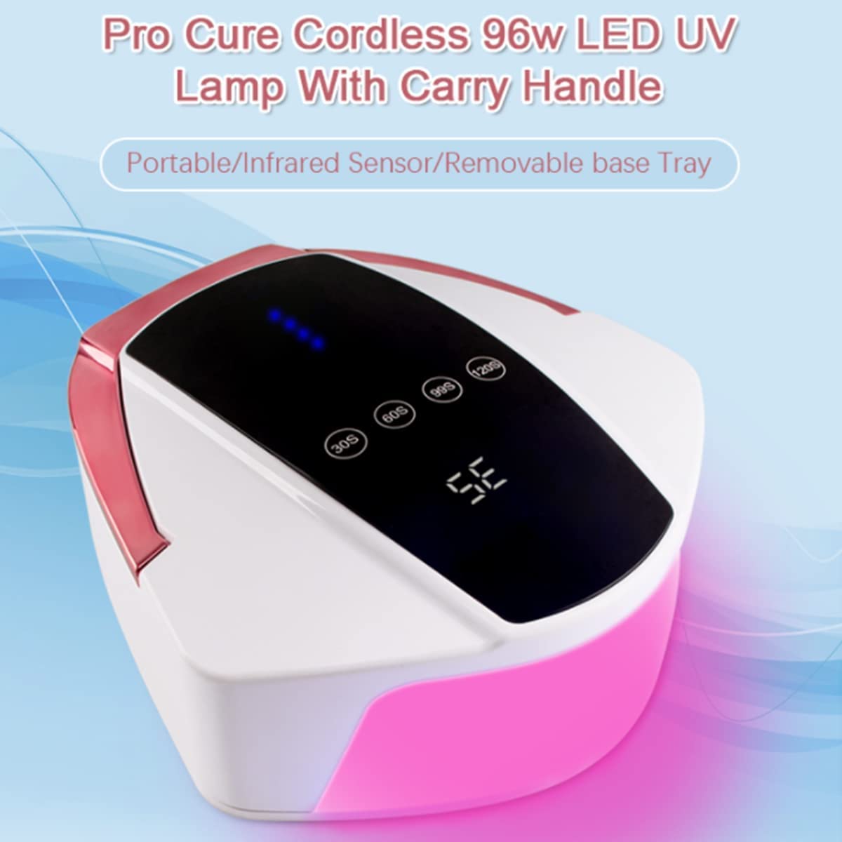 CASOTA Lampada for Unghie Asciuga Unghie LED Ricaricabile Asciuga Unghie con 4 Impostazioni Timer, Sensore Automatico e Touch Screen LCD, Luce UV Gel Professionale for Salone e Uso Domestico, 96W