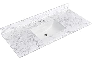 White Engineered Stone Bathroom Vanity Tops with Sink
