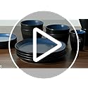 Stone Lain Albie 16-Piece Dinnerware Set Stoneware, Blue and Black - Image 8