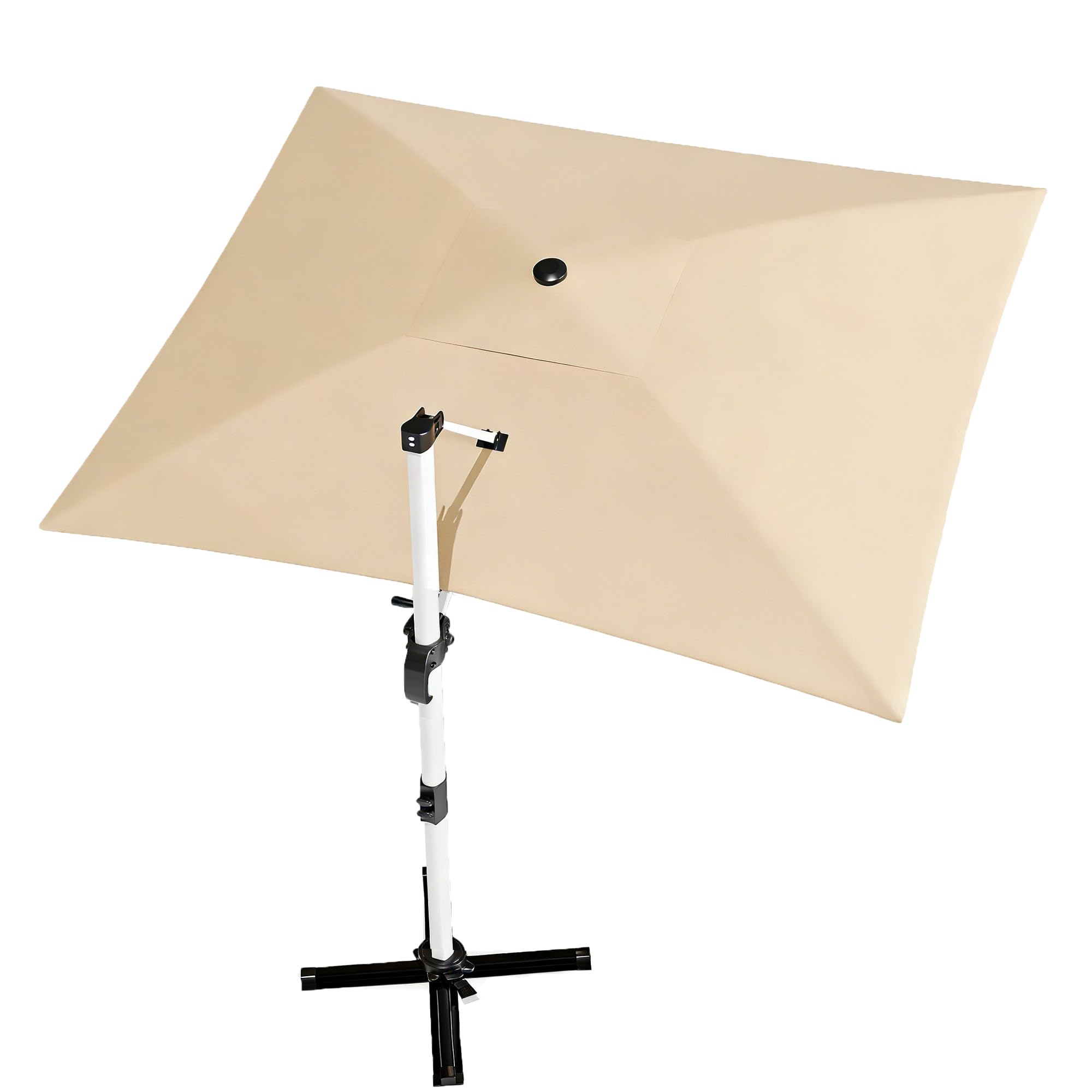 Devoko 3x3m Garden Parasol with Crank Tilt, Cantilever Umbrella, Waterproof UV Resistant Outdoor Shade for Patio Lawn, 8 Ribs Aluminium Frame, Includes Cover Straps, Beige