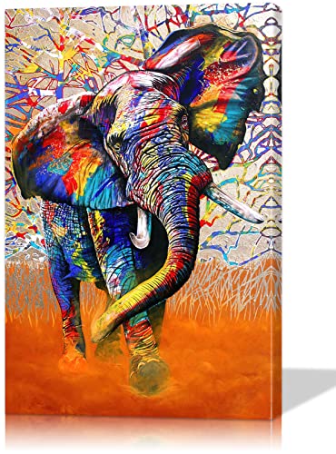 Classic Elephant Graffiti Canvas Pop Art Wall Decor - Colorful