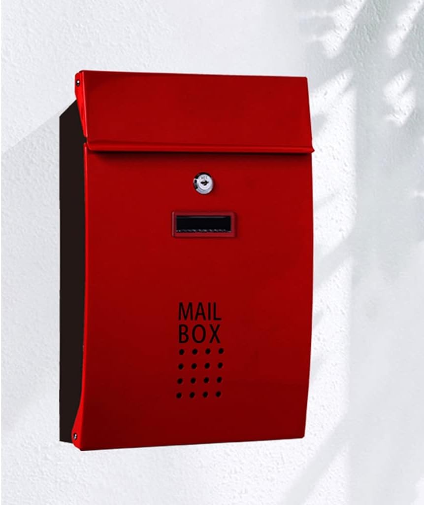 HBJWOV Wall Mounted Stainless Steel Mailbox Outdoor Warehouse Apartment Home Garden Letterbox Vertical Locking Mail Post Box(White-Dinosaur Doodle4)