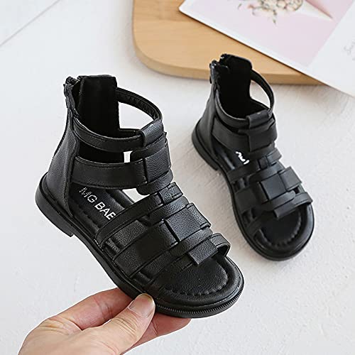 Kids/Children/Little Girls Sandals Open Toe Anti Slip Shoes High Top Outdoor Sandals Summer (Black, 9.5 Little Kid)4