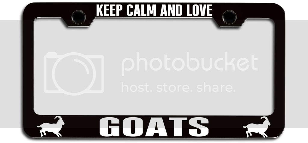 Makoroni - Keep Calm and Love Goats Black Metal License Plate Frame Tag Holder, g52