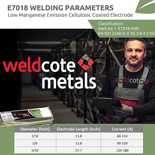Weldcote Metals E-7018 Welding Rod For Safer Welding, Low Manganese Emission Welding Sticks, Patented Coated Metal Arc Welding Electrode, 3/32 Welding Rods 7018 (5 Lbs) - Made In Israel #TOP4