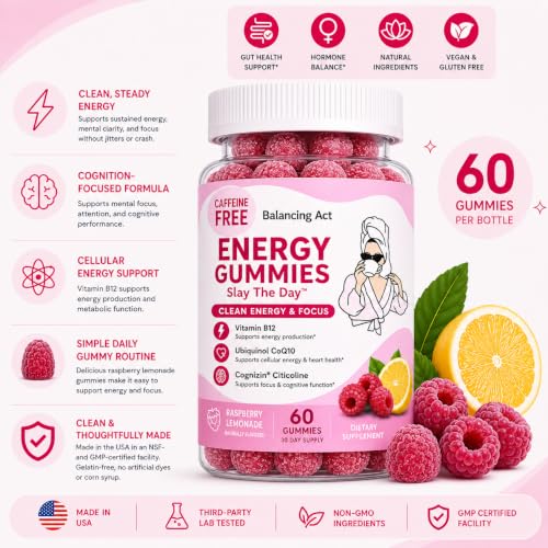 Balancing Act Slay the Day Energy Gummies, B12, CoQ10 & Cognizin, 60 Count - Image 2