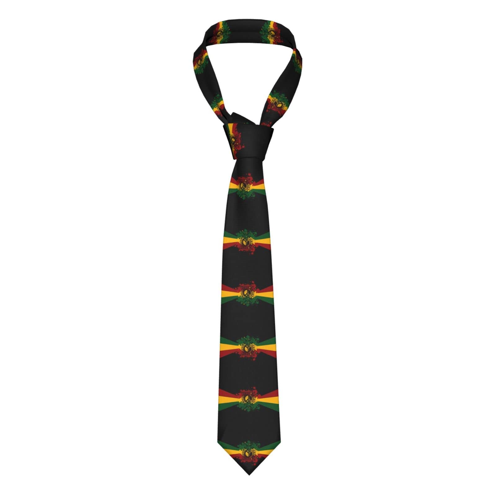 Oudrspo Men'S Jamaican Reggae Ties Print Ties Slim Skinny Necktie For Costume Accessories