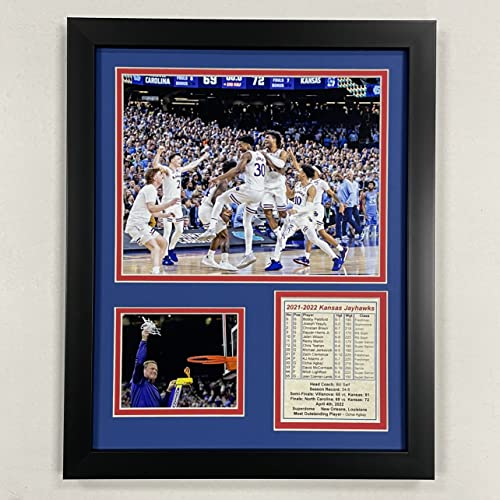 Legends Never Die, Inc. Kansas Jayhawks | Champions nationaux 2021-2022 | Collage photo encadrée 30,5 x 38,1 cm (élébration)