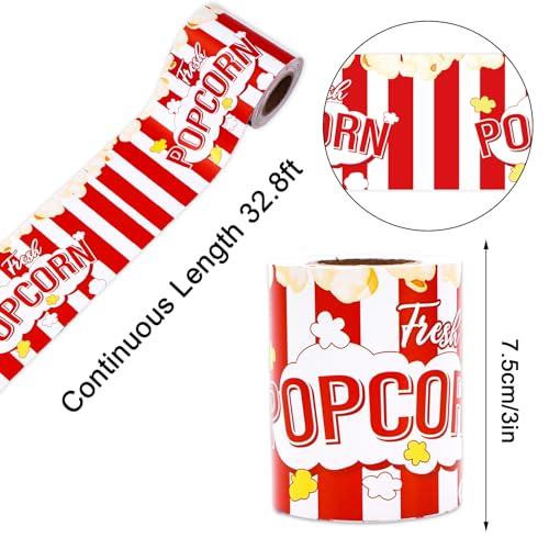 Image of Whaline 32.8ft Popcorn Bulletin Board Borders Red White Stripe Popcorn Die-Cut Border Trim for School Classroom Office Chalkboard Decoration