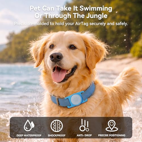 Image of GOCII for Airtag Dog Collar Holder 2 Pack,Waterproof Dog Collar Holder for Apple AirTag(Gen 1 & 2),Silicone Air Tags Case for Dog Collars(Blue & Gray)