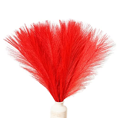 Only Art 20Pcs Red Artificial Silk Pampas Grass 17” For Mother's Day Home Kitchen Wedding Party Special Event Spring Holiday Decorations #TOP4