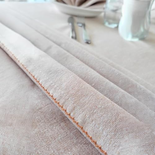 Image of Embroidered Edge Trim Tablecloth - Water & Stain Repellent (100% Cotton) 8 Seater - 10 Colors - Rust Orange (230 CM X 150 CM)