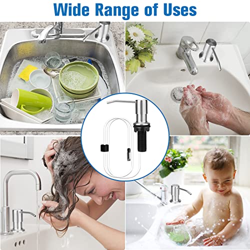 Built In Sink Soap Dispenser Or Lotion Dispenser For Kitchen Sink, Soap Dispenser Extension Tube Kit, Under Counter Soap Dispenser, Powerful Suction Check Valve & 41" Hose, Fit Most Soap Containers #TOP6